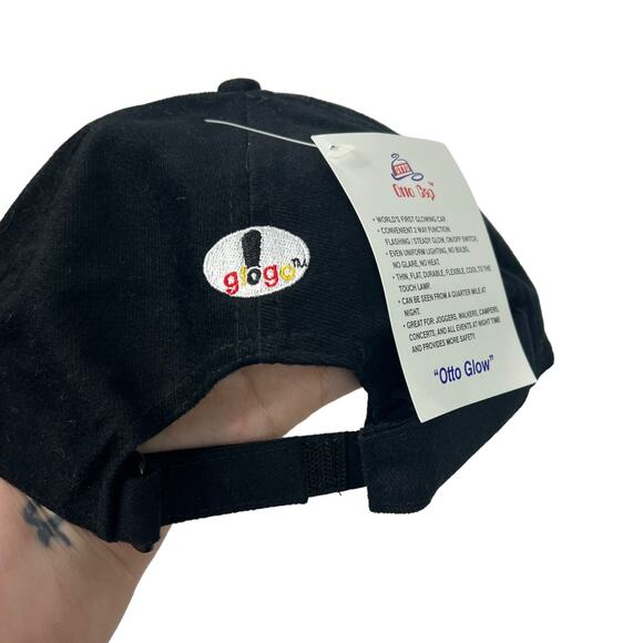 GloGo Glow Visions VTG 90s Otto Glow Cap Strap Back Black NEW Adult OS One Size - Picture 4 of 8